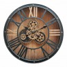 RELOJ PARED MAQUINARIA CON NÚMEROS ROMANOS INDUSTRIAL METAL Y MADERA 50X9.5X50 CM.