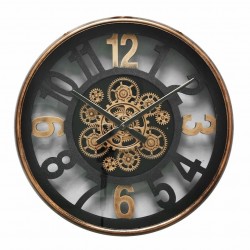 RELOJ PARED MAQUINARIA INDUSTRIAL METAL Y MADERA 50X8.5X50 CM.