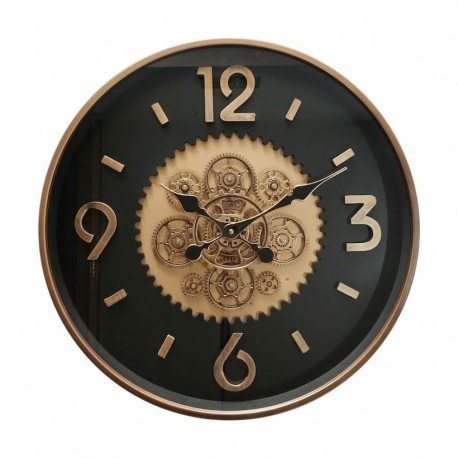 RELOJ PARED MAQUINARIA INDUSTRIAL METAL Y MADERA 50X8X50 CM.