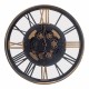 RELOJ PARED MAQUINARIA CON NÚMEROS ROMANOS INDUSTRIAL METAL Y MADERA 60X8X60 CM.