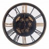 RELOJ PARED MAQUINARIA CON NÚMEROS ROMANOS INDUSTRIAL METAL Y MADERA 60X8X60 CM.