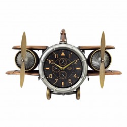 RELOJ PARED AVIONETA RETRO METAL 67X20.50X42 CM.