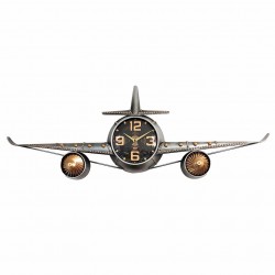 RELOJ PARED AVIONETA RETRO METAL 116X12X42 CM.
