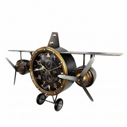RELOJ PARED AVIONETA RETRO METAL 87X17X52.50 CM.