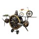 RELOJ PARED AVIONETA RETRO METAL 87X17X52.50 CM.
