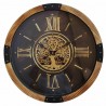 RELOJ PARED MAQUINARIA CON NÚMEROS ROMANOS ÁRBOL DE LA VIDA INDUSTRIAL METAL Y MADERA 50X8X50 CM.