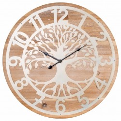 RELOJ PARED ÁRBOL DE LA VIDA MADERA Y METAL 60X4X60 CM.