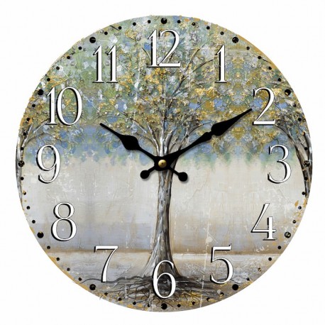 RELOJ PARED ÁRBOL DE LA VIDA MADERA 34X4X34 CM.