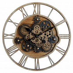 RELOJ PARED MAQUINARIA CON NÚMEROS ROMANOS INDUSTRIAL METAL Y RESINA 57X6.5X57 CM.