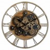 RELOJ PARED MAQUINARIA CON NÚMEROS ROMANOS INDUSTRIAL METAL Y RESINA 57X6.5X57 CM.