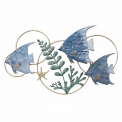 ADORNO PLACA PARED PECES CON CORAL METAL 65.5X4X39 CM.