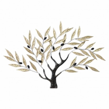 APLIQUE ADORNO PARED ÁRBOL OLIVO METAL 66.50X2X47 CM.
