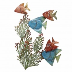 ADORNO PLACA PARED PECES CON CORAL METAL 59.5X3.50X78.50 CM.