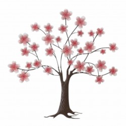 APLIQUE ADORNO PARED ÁRBOL FLORES METAL 80X3X80 CM.