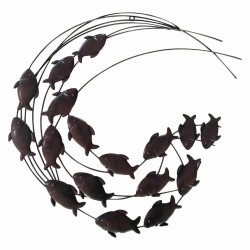 ADORNO APLIQUE PARED PECES METAL 66X2X58 CM.