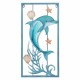 ADORNO PARED DELFIN CON CORAL METAL Y CRISTAL 31X3X61 CM.