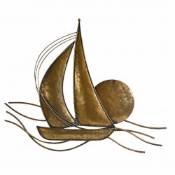 ADORNO PARED BARCO VELERO MARINERO METAL DORADO 68X4X55.50 CM.