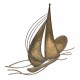 ADORNO PARED BARCO VELERO MARINERO METAL DORADO 68X4X55.50 CM.
