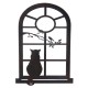 ADORNO PARED SILUETA GATO VENTANA METAL 50X1X70 CM.