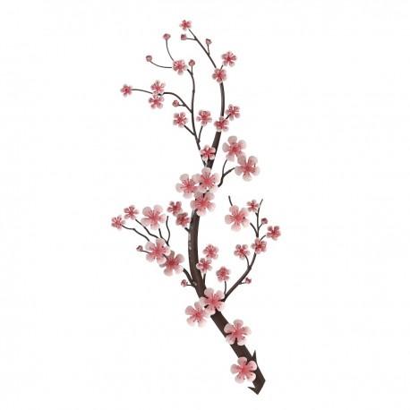 ADORNO PARED RAMA ÁRBOL CON FLORES METAL 34X4X80 CM.