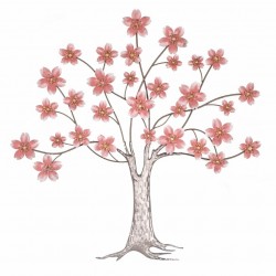 ADORNO PARED ÁRBOL CON FLORES METAL 80X4X80 CM.