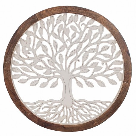 APLIQUE ADORNO PARED ÁRBOL DE LA VIDA MADERA 63X3.50X63 CM.
