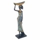 FIGURA AFRICANA PLANTADA CON CUENCO SOBRE LA CABEZA RESINA 15X8X44.50 CM.