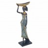 FIGURA AFRICANA PLANTADA CON CUENCO SOBRE LA CABEZA RESINA 15X8X44.50 CM.