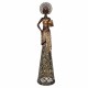 FIGURA AFRICANA PLANTADA CON JARRÓN RESINA DORADO 14.50X14.50X60 CM.