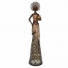 FIGURA AFRICANA PLANTADA CON JARRÓN RESINA DORADO 14.50X14.50X60 CM.