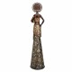 FIGURA AFRICANA PLANTADA CON JARRÓN RESINA DORADO 14.50X14.50X60 CM.