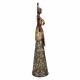 FIGURA AFRICANA PLANTADA CON JARRÓN RESINA DORADO 14.50X14.50X60 CM.
