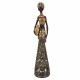 FIGURA AFRICANA PLANTADA CON JARRÓN RESINA DORADO 8X8X38 CM.