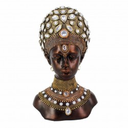 FIGURA BUSTO AFRICANA RESINA DORADA 21X15X33 CM.