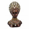 FIGURA BUSTO AFRICANA RESINA DORADA 21X15X33 CM.