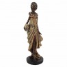 FIGURA AFRICANA PLANTADA CON JARRÓN RESINA DORADO 13.50X11.50X38 CM.