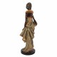 FIGURA AFRICANA PLANTADA CON JARRÓN RESINA DORADO 13.50X11.50X38 CM.