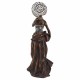 FIGURA AFRICANA PLANTADA CON JARRÓN RESINA DORADO 14X11X35 CM.