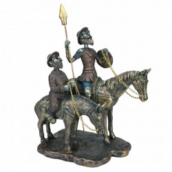 FIGURA DON QUIJOTE Y SANCHO CON CABALLO RESINA 23X13X28 CM.