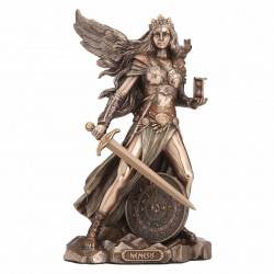 FIGURA NEMESIS DIOSA GRIEGA DE LA VENGANZA RESINA 12.50X17X21 CM.