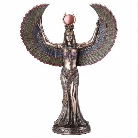 FIGURA DIOSA ISIS EGIPCIA MAGIA Y SABIDURIA RESINA 27X10X34 CM.