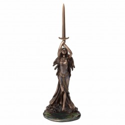 FIGURA DAMA LAGO Y EXCALIBUR RESINA 11X10.50X33.50 CM.
