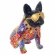 FIGURA PERRO BULLDOG FRANCÉS MULTICOLOR GRAFITI RESINA 31.50X18.50X33.50 CM.