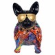 FIGURA PERRO BULLDOG FRANCÉS MULTICOLOR GRAFITI RESINA 31.50X18.50X33.50 CM.