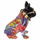 FIGURA PERRO BULLDOG FRANCÉS MULTICOLOR GRAFITI RESINA 31.50X18.50X33.50 CM.