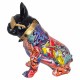 FIGURA PERRO BULLDOG FRANCÉS MULTICOLOR GRAFITI RESINA 31.50X18.50X33.50 CM.