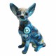 FIGURA PERRO CHIHUAHUA AZUL RESINA 17X12X24 CM.