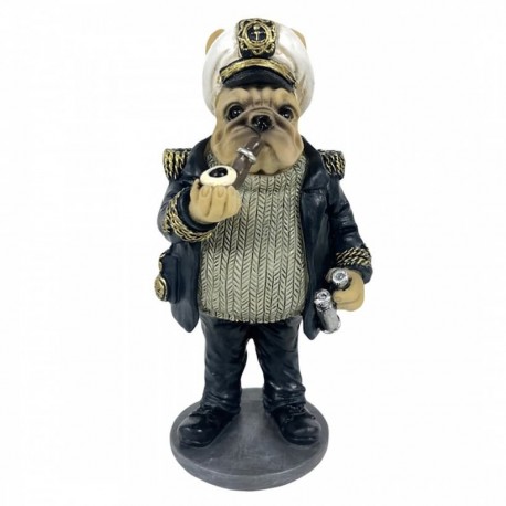 FIGURA PERRO BULLDOG FRANCÉS CAPITÁN RESINA 8.50X8X17 CM.