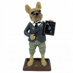 FIGURA PERRO BULLDOG PROFESOR RESINA 8.50X5X17.50 CM.