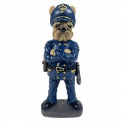 FIGURA PERRO BULLDOG POLICIA RESINA 7X5.5X18 CM.